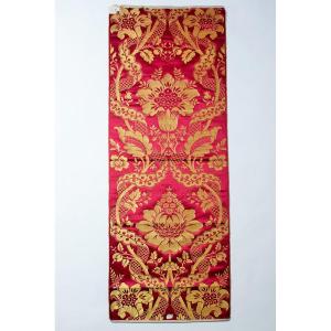 Lampas With Large Cherry And Golden Yellow Motifs — Lyon Or Tours, Circa 1870