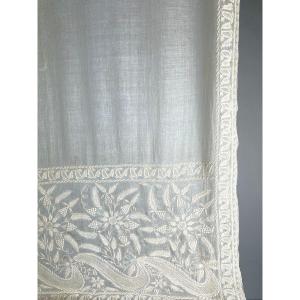 Embroidered Muslin Shawl Known As "chikan Work"—lucknow, India, For The European Fashion Market—early 19th Century 