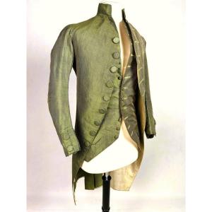 Habit et Gilet de gentilhomme en taffetas Miniature vert jaune - France Circa 1785