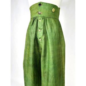 Trousers From An “incroyable” Outfit, Made Of Green-and-yellow Wool Twill—france, Circa 1795–1805