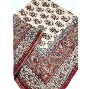 Châle carré en kalamkari toile peinte - Indes pour la Perse Circa 1800-1850