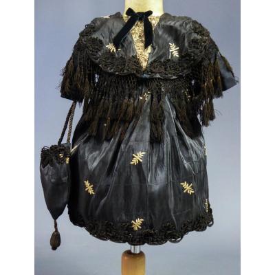 Napoleon III Doll Or Girl Dress In Embroidered Moire