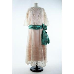 Seaside Dress In English Embroidery And Silk Pongee - France Circa 1920