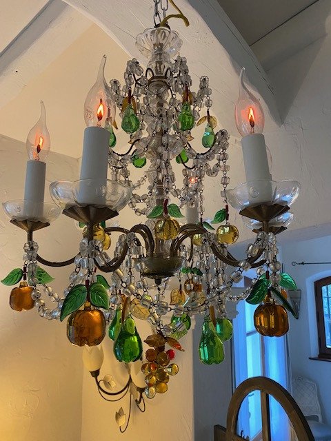Lustre en verre de murano 5 feuilles