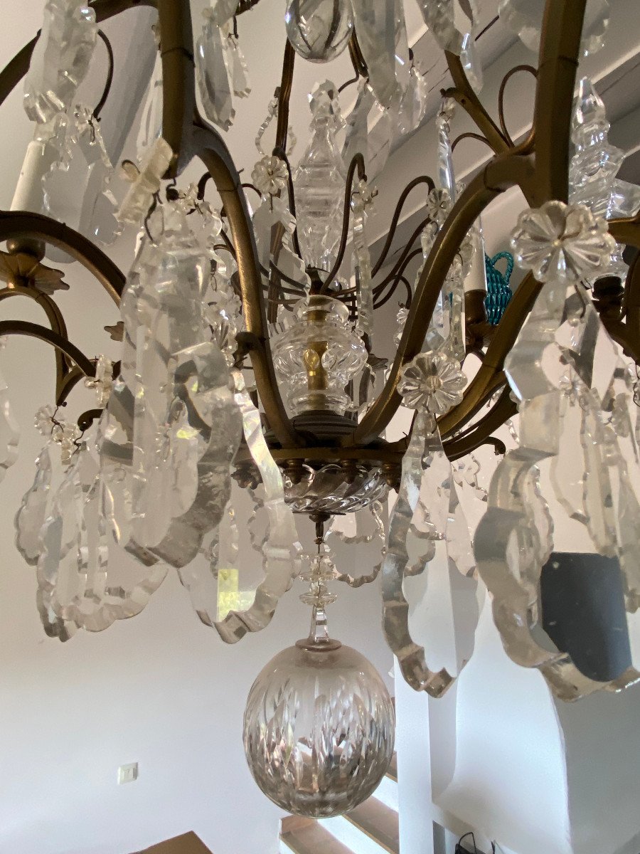 Proantic: Lustre Cage 8 Lampes Milieu 19ème