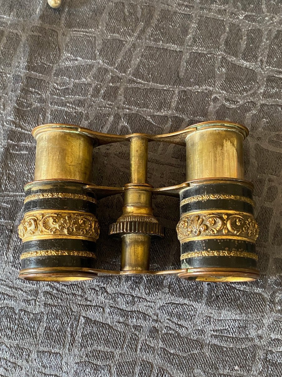 Pair Of Theater Binoculars In Chiseled Brass