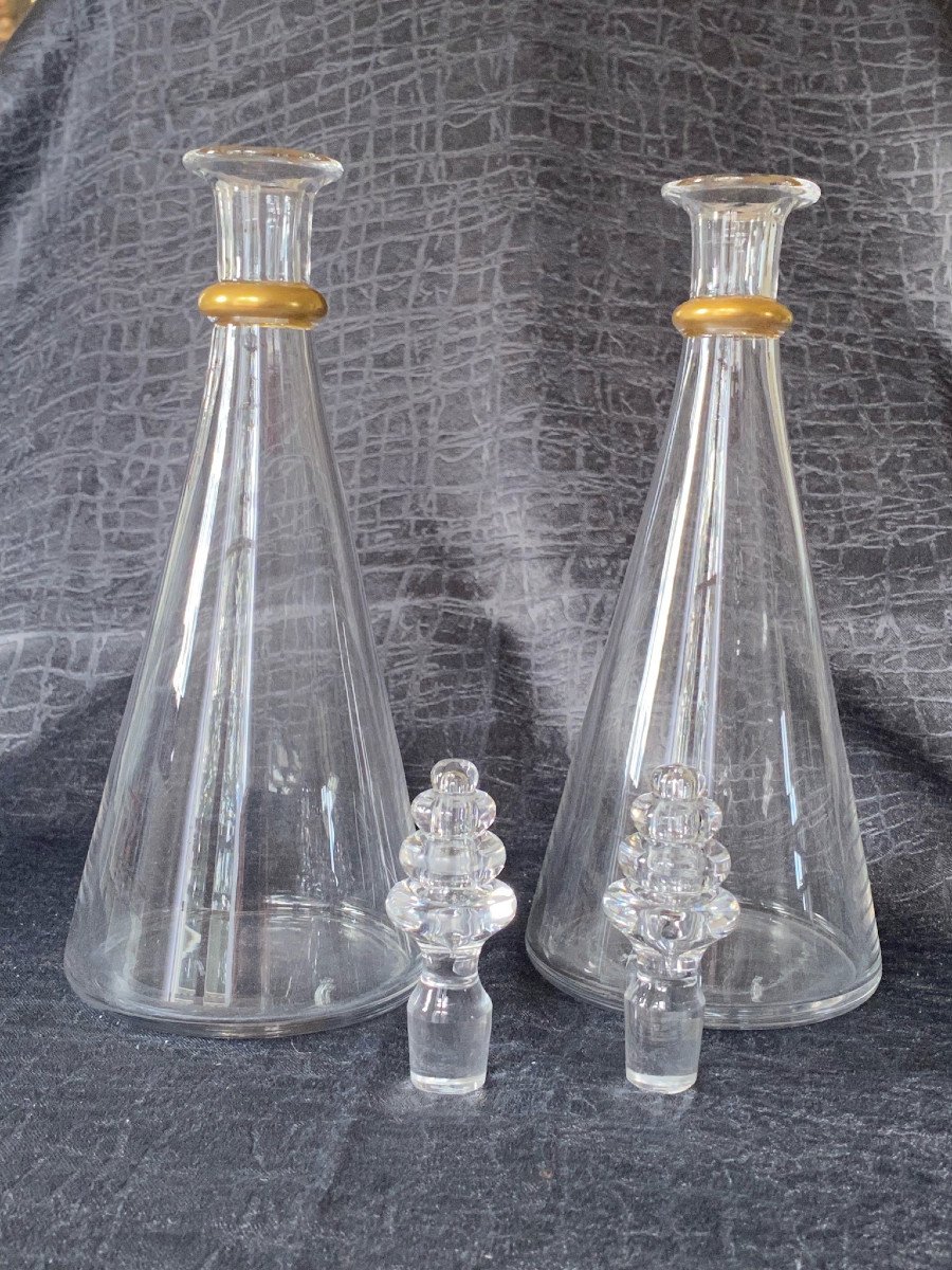 Pair Of 50s Glass Carafes-photo-2