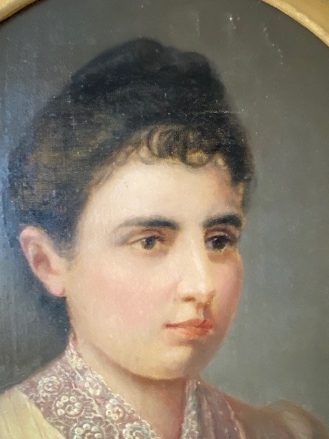 Huile Sur Toile, Portrait Jeune Fille De Provence, Fin 19ème-photo-2