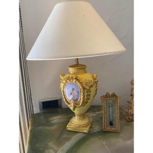 Lampe 19ème Faïence émaillée Et Décor à l'Or Fin