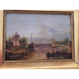 19th Century Riverside Painting