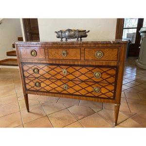 Commode In Louis XVI Style Marquetry 19th