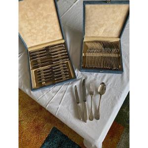 Christofle Cutlery Set From The 80s In Silver Metal