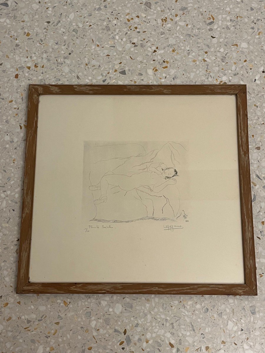 Louis Moyano (1907-1994) Drypoint, Female Nude-photo-2