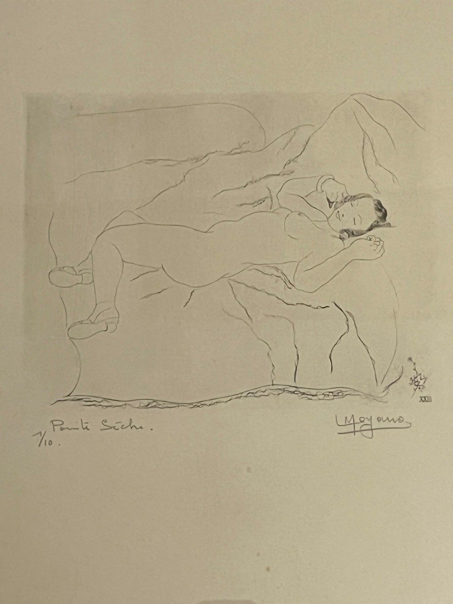 Louis Moyano (1907-1994) Drypoint, Female Nude