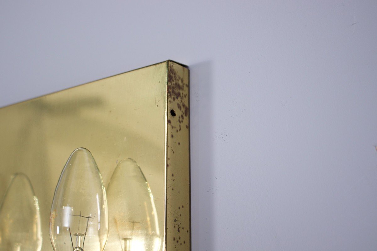 Crystal & Brass Wall Lamp 1970's-photo-8