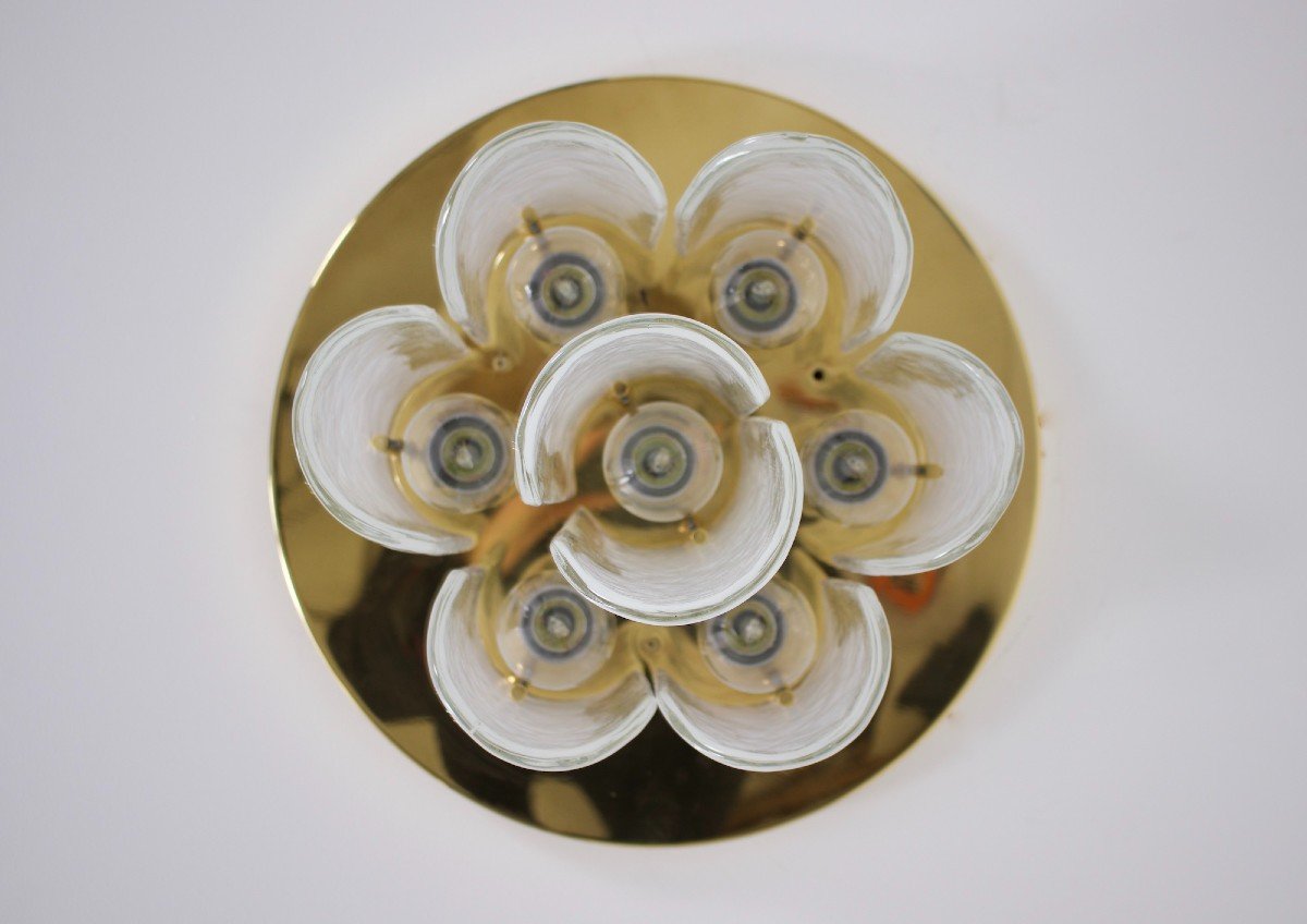 Ceiling Lamp In Brass And Murano Glass 1970's-photo-4