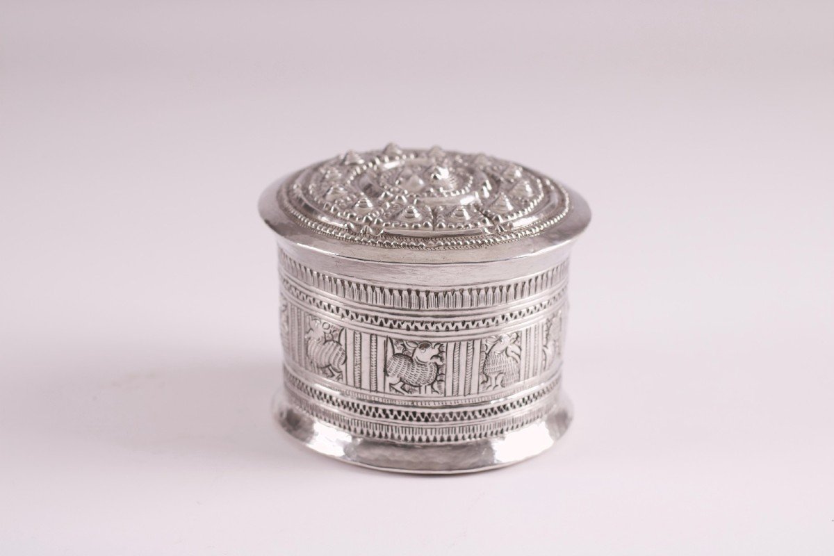 Large Burmese Silver Betel Box