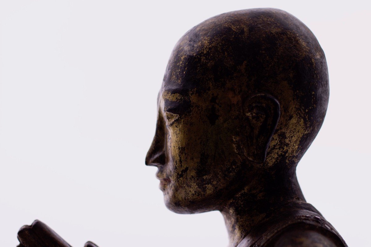 Buddhist Monk In Golden Wood Burma Mandalay-photo-1