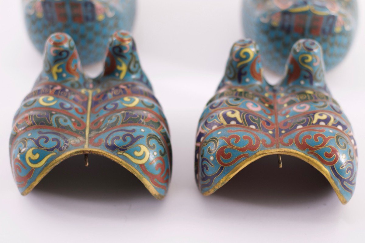 Pair Of Cloisonné Perfume Burners With  Swans, China, Jiaqing-photo-2