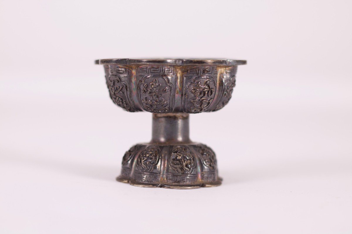 Tibet China Silver Butter Lamp