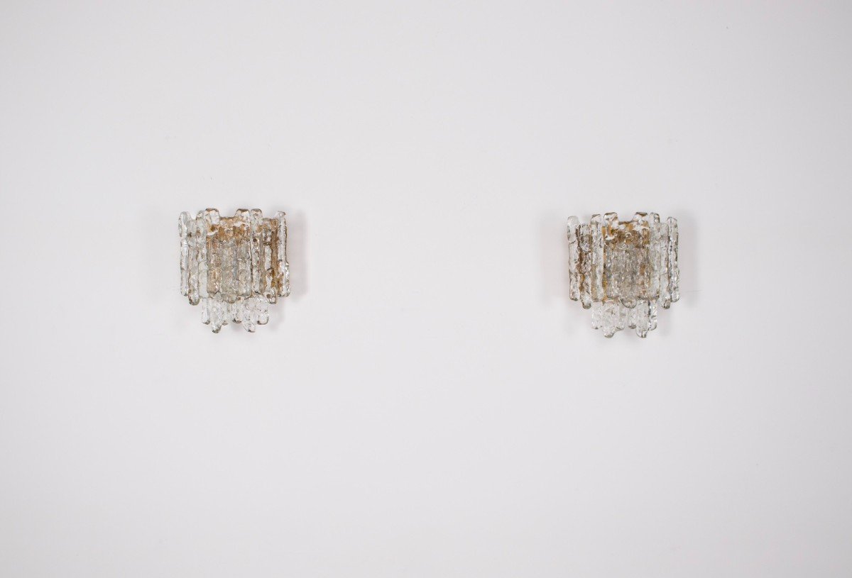 Kalmar: Pair Of Ice Glass Sconces-photo-4