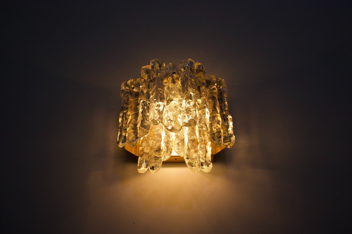 Kalmar: Pair Of Ice Glass Sconces-photo-3