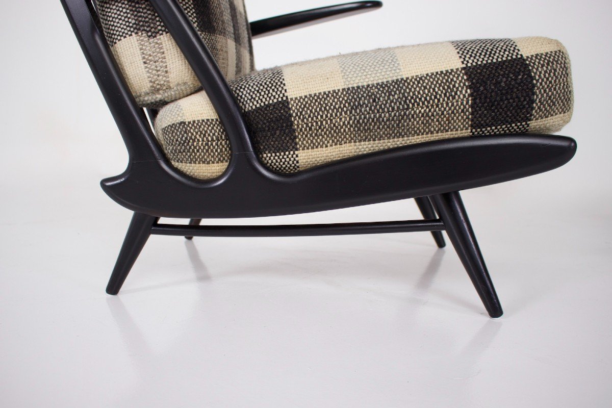 Pair Of Black Lacquered Armchairs 1950s-photo-4