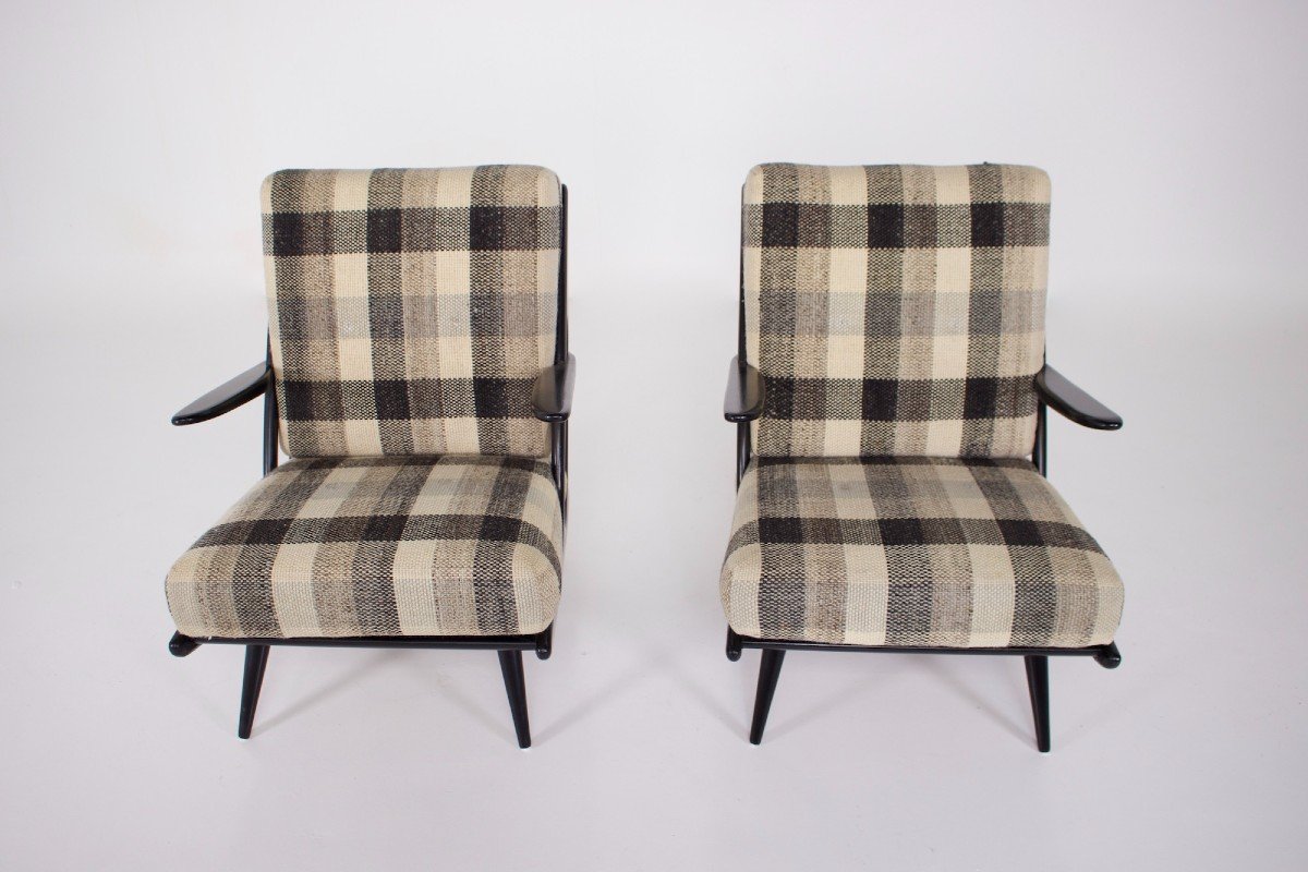 Paire De Fauteuils Laqu&eacute;s Noirs 1950s-photo-4