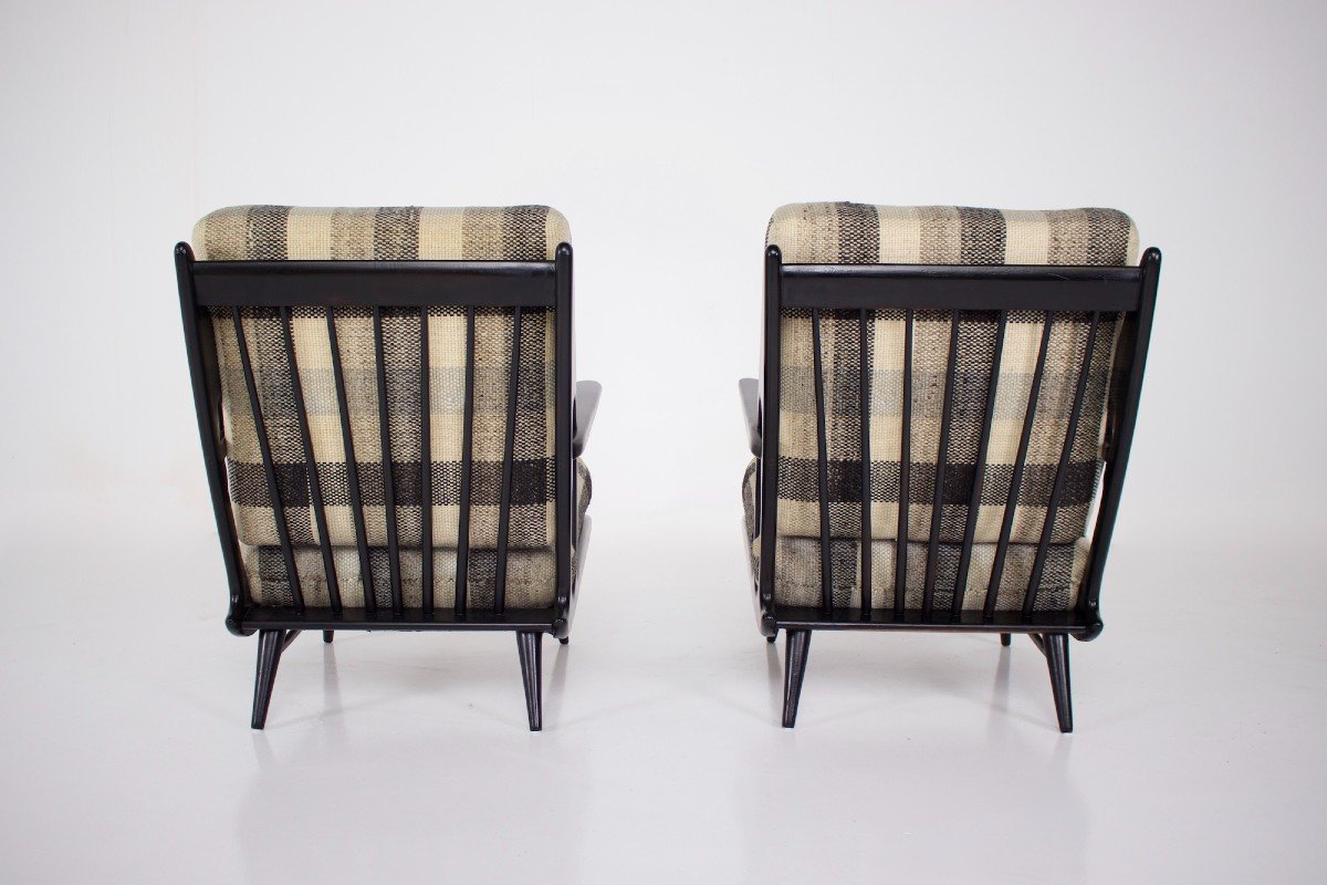 Pair Of Black Lacquered Armchairs 1950s-photo-5
