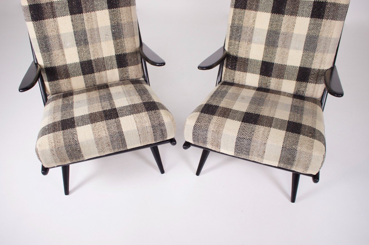 Paire De Fauteuils Laqu&eacute;s Noirs 1950s-photo-6