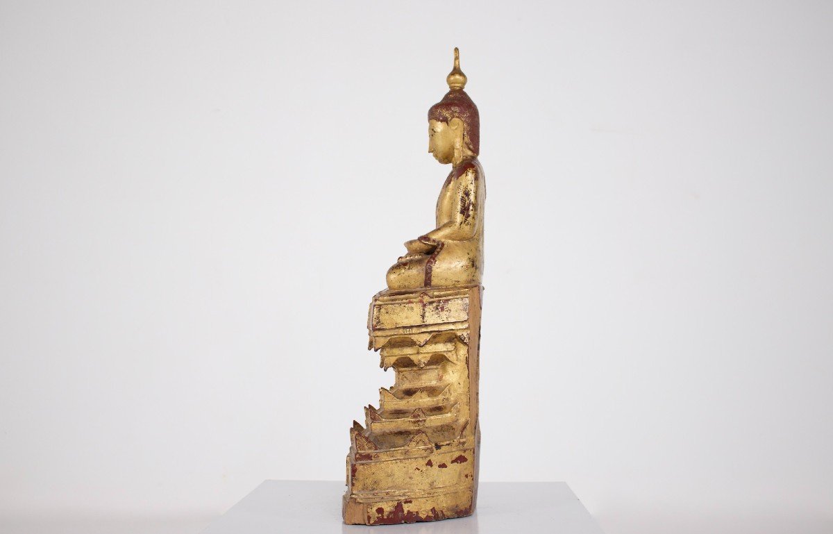 Bouddha En Bois Dor&eacute;, Birmanie.-photo-3