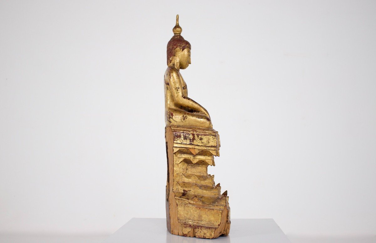 Bouddha En Bois Dor&eacute;, Birmanie.-photo-2