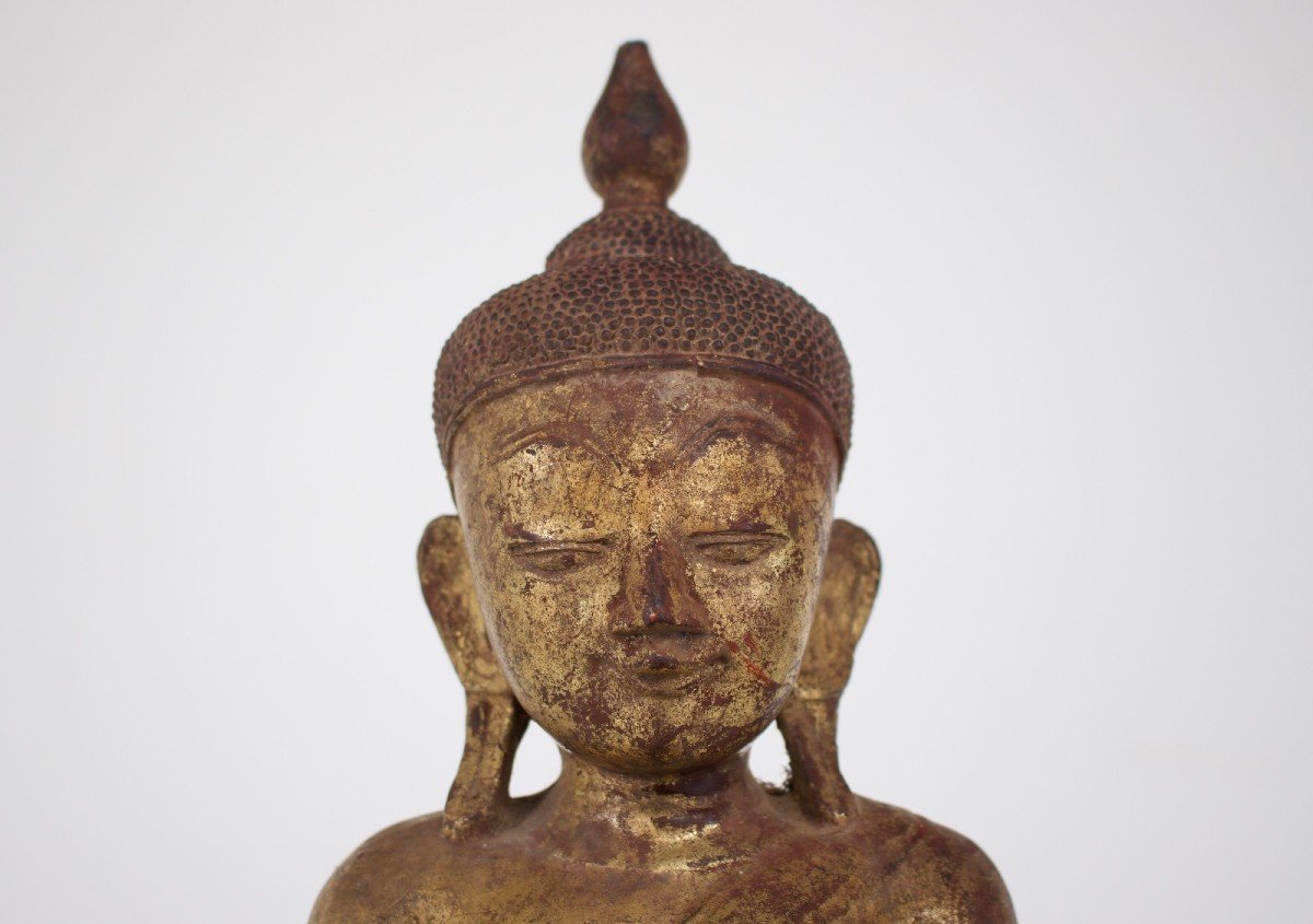 Bouddha En Bois Doré, Birmanie .-photo-4