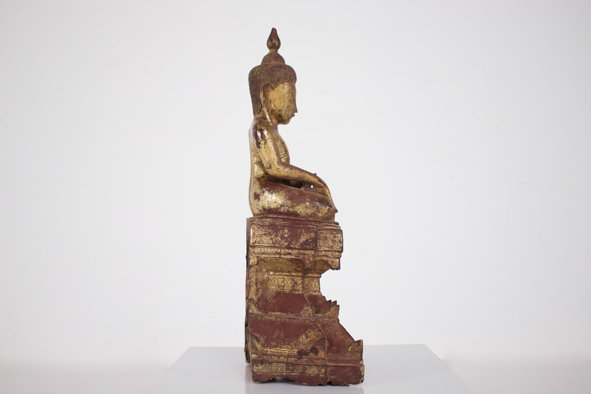 Bouddha En Bois Doré, Birmanie .-photo-2