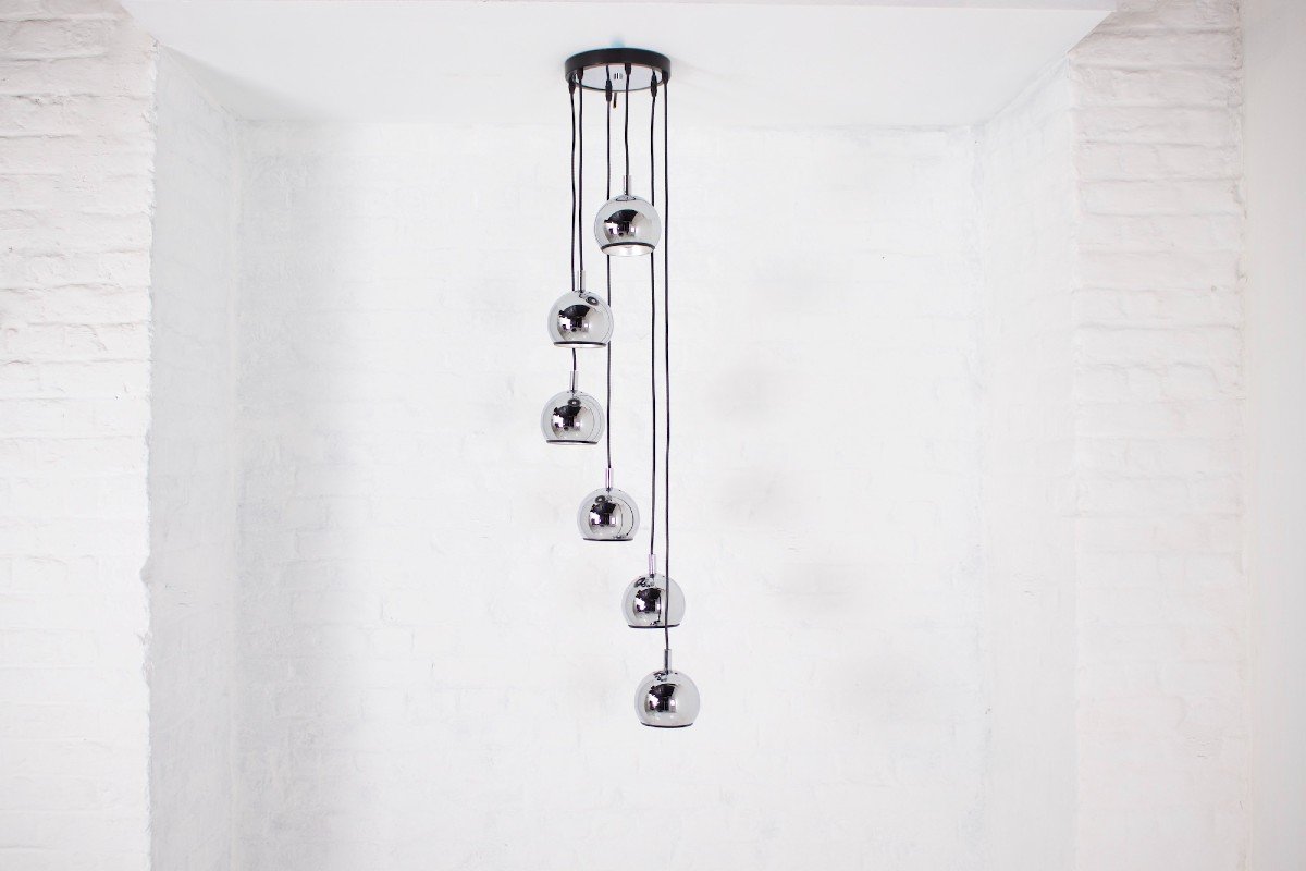 Space Age Chrome Waterfall Chandelier.-photo-4