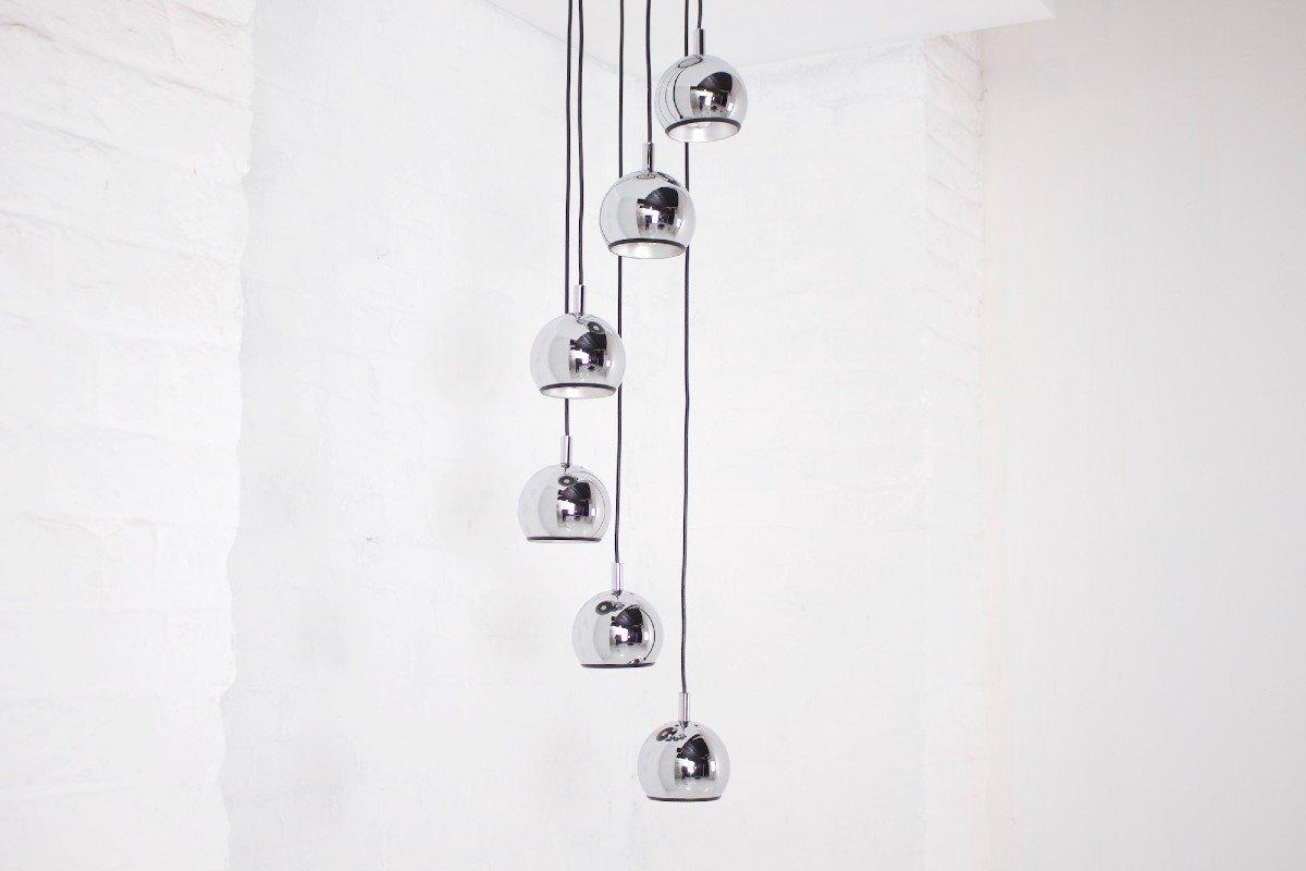Space Age Chrome Waterfall Chandelier.-photo-4