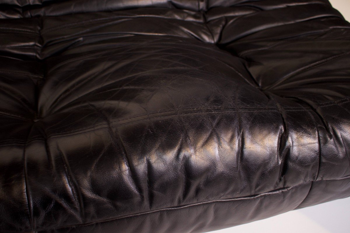 Sofa Set “togo” En Cuir Noir, Ligne Roset.-photo-6