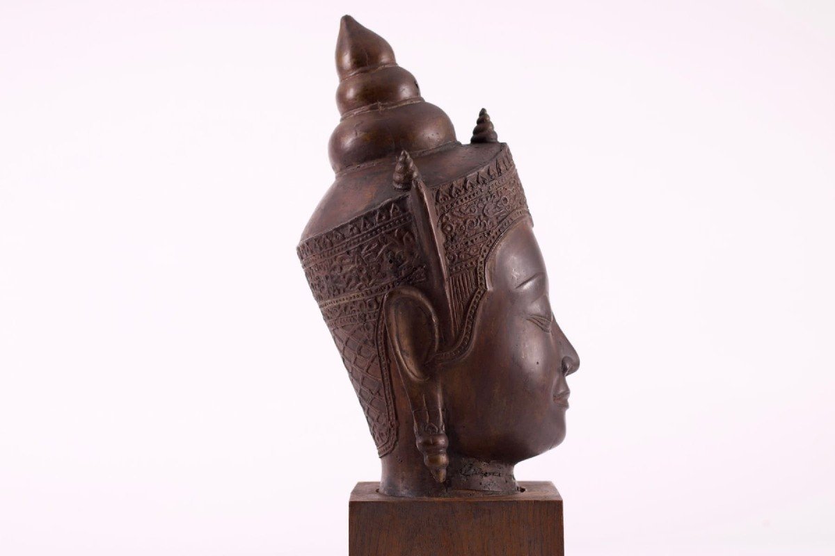 T&ecirc;te De Bouddha Couronn&eacute; En Bronze, Royaume D&rsquo;ayutthaya.