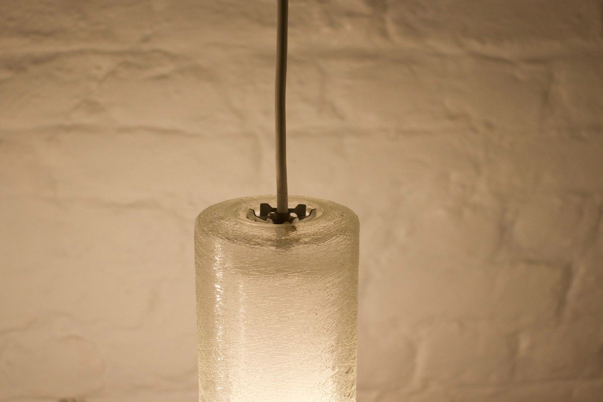 Doria Pendant Lights In Lined Frosted Glass.-photo-2