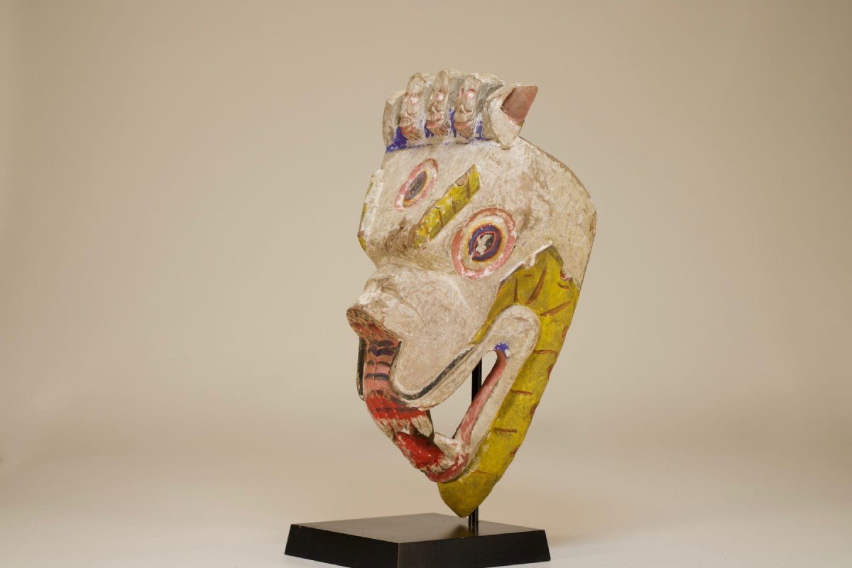 Tibetan Cham Mask, Snow Tiger-photo-3
