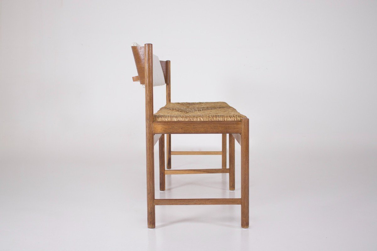 Modernist Bench, Straw Seat.-photo-1