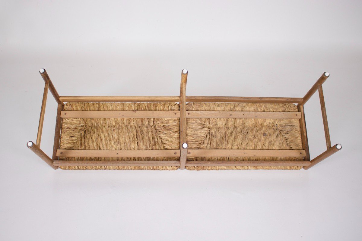 Modernist Bench, Straw Seat.-photo-6