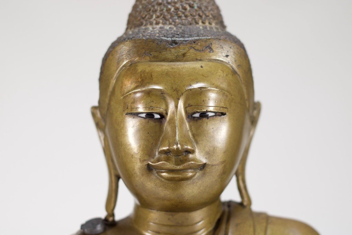 Bouddha Birman Shakyamuni En Bronze, 19ème Siècle.-photo-2