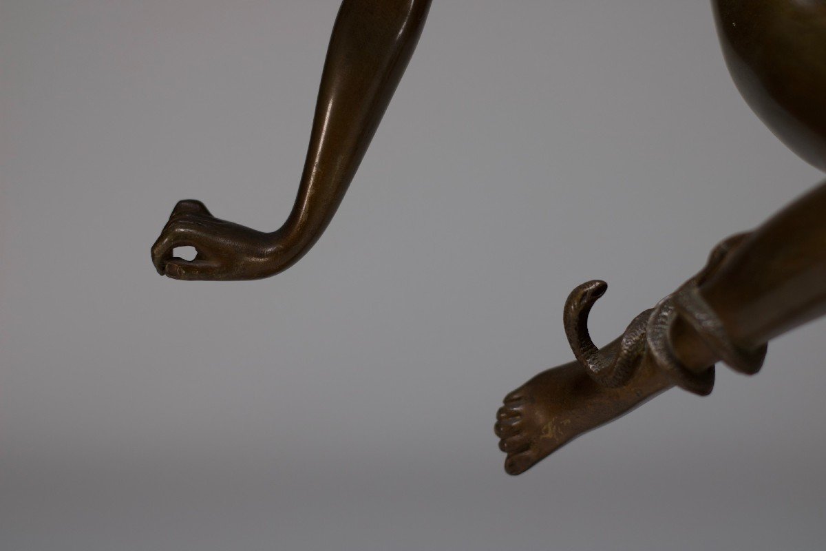 Danseuse Au Serpent,  Bronze Art Déco, Claire Colinet .-photo-4