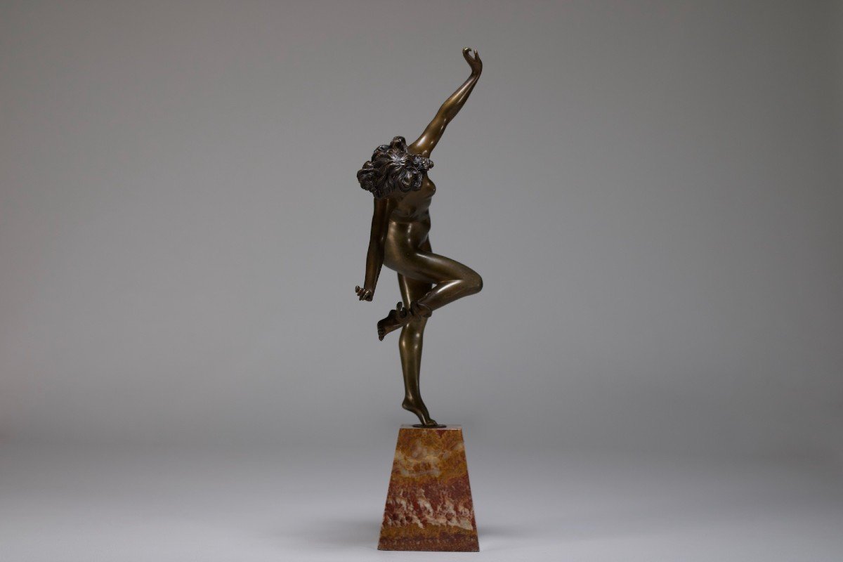 Danseuse Au Serpent,  Bronze Art Déco, Claire Colinet .-photo-4