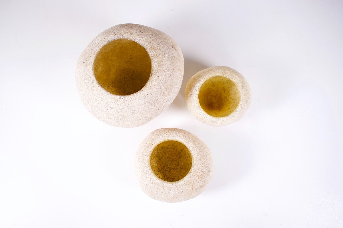 3 Lampes “caillou”, André Cazenave.-photo-4