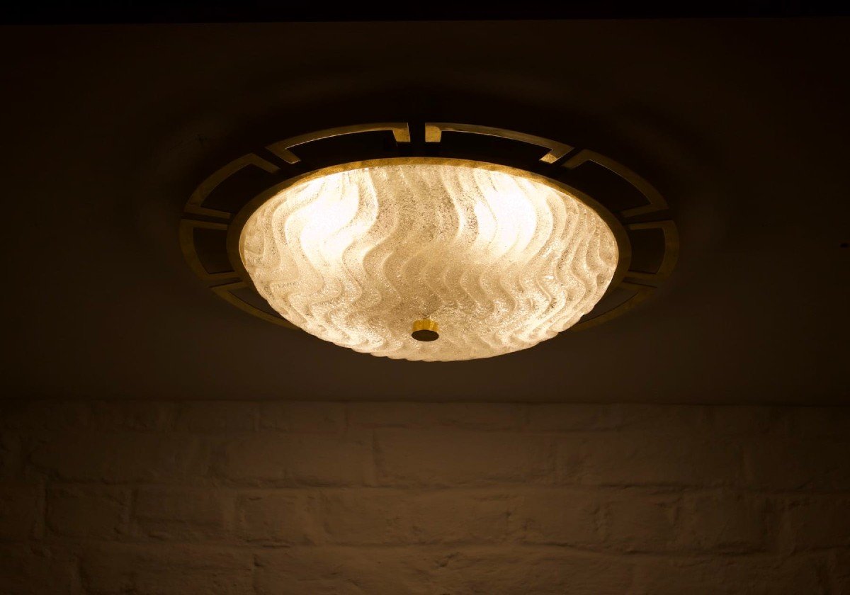 Large “soleil” Wall/ceiling Light In Brass & Murano.-photo-4