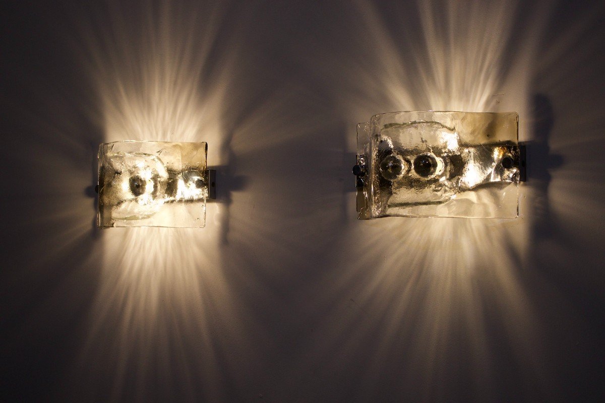 Pair Of Amber Sconces, Carlo Nason.-photo-3