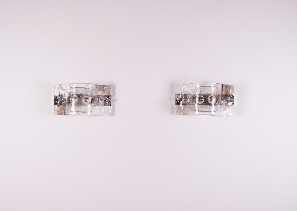 Pair Of Amber Sconces, Carlo Nason.-photo-3