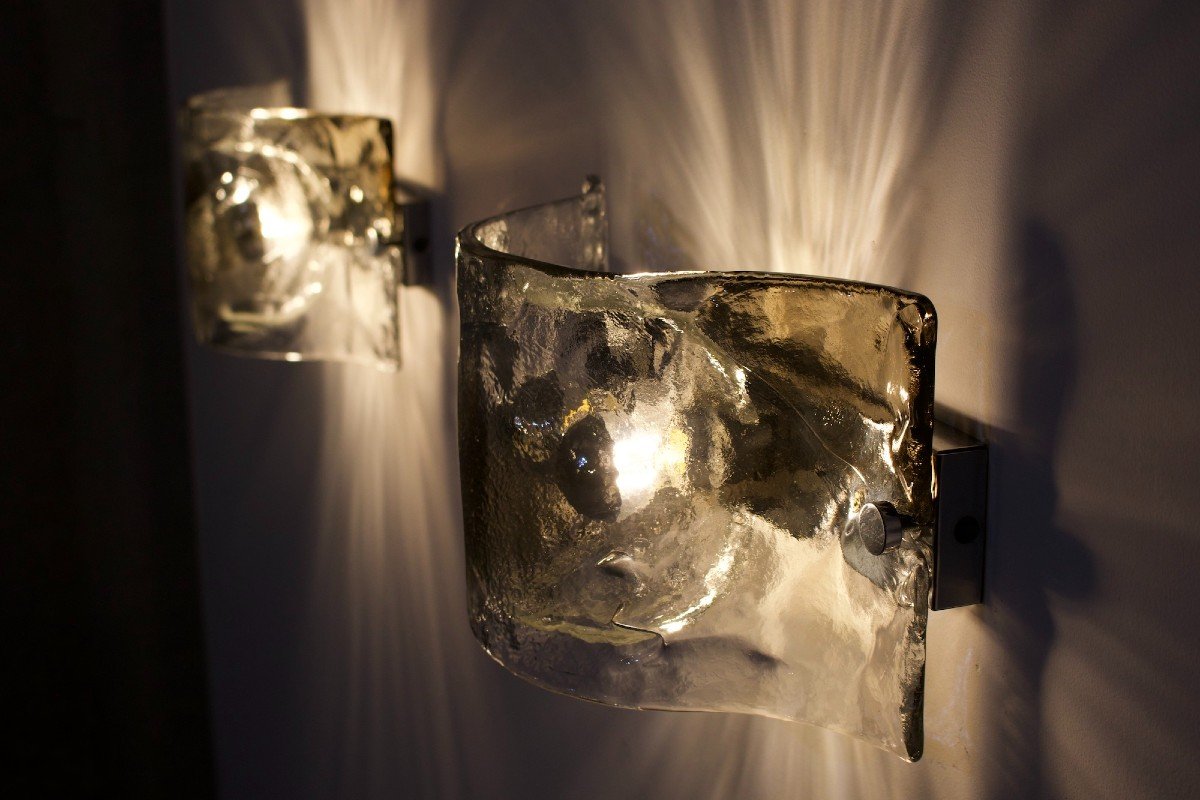 Pair Of Amber Sconces, Carlo Nason.